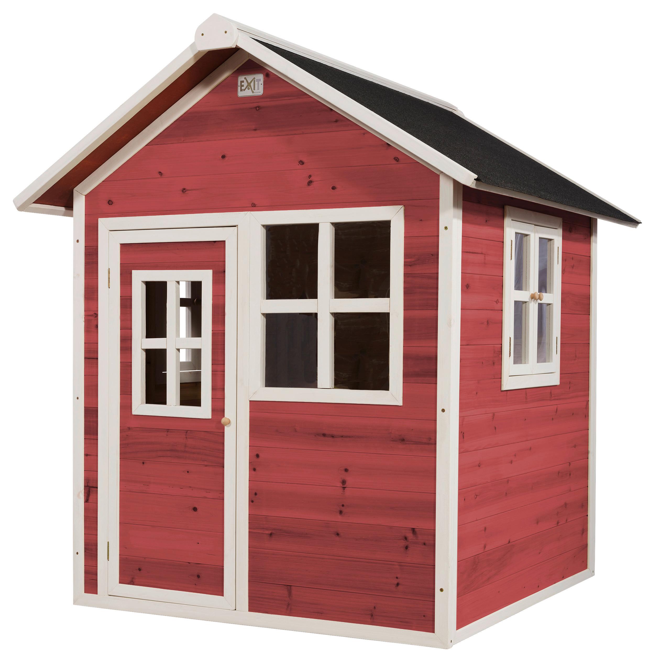 Spielhaus Holz + Wasserfestes Dach Rot Exit Loft 100 - Rot, KONVENTIONELL, Holz (149/135/159cm) - EXIT Toys