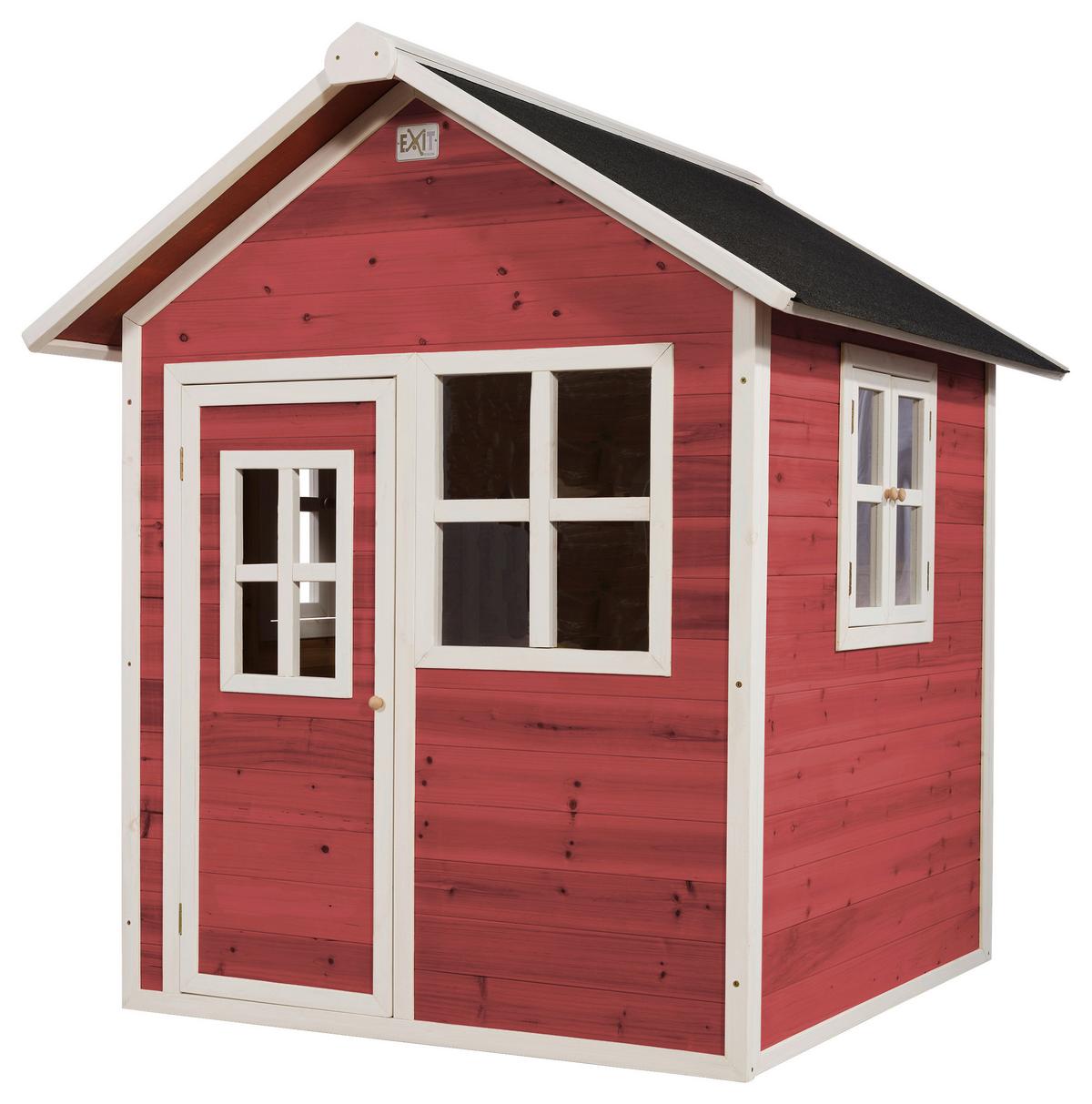Spielhaus Holz + Wasserfestes Dach Rot Exit Loft 100 - Rot, KONVENTIONELL, Holz (149/135/159cm) - EXIT Toys
