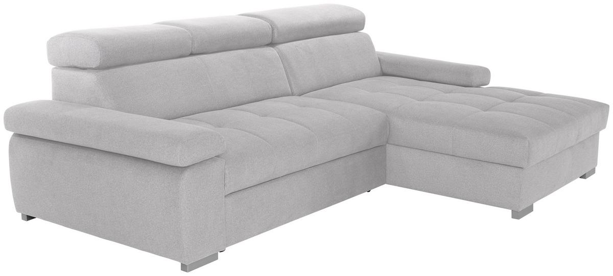 Ecksofa Mit Bettkasten Perry Silberfarben 292x183 Cm - Silberfarben, Design, Textil (292/183cm) - Livetastic
