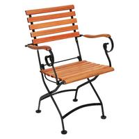 Gartensessel Klappbar Schlossgarten Echtholz/metall - Schwarz/Naturfarben, ROMANTIK / LANDHAUS, Holz/Metall (60/57/85cm) - Gardenson