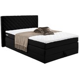 Boxspringbett Teilmassiv 140x200cm Allegra, Schwarz - Schwarz, KONVENTIONELL, Holz/Holzwerkstoff (140/200cm)