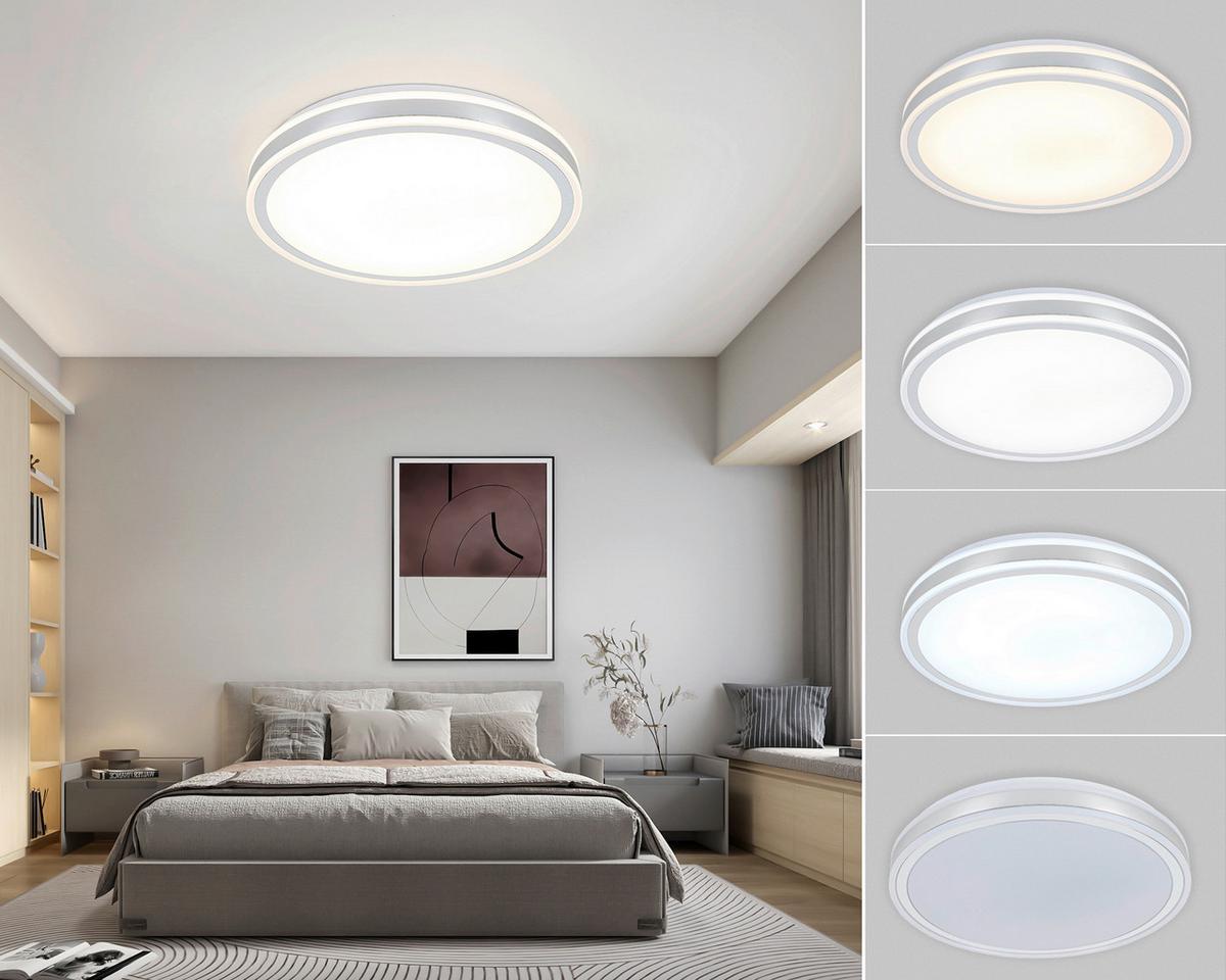 LED-Deckenleuchte Charlyn - Chromfarben/Weiß, Basics, Kunststoff/Metall (38/6cm) - Luca Bessoni