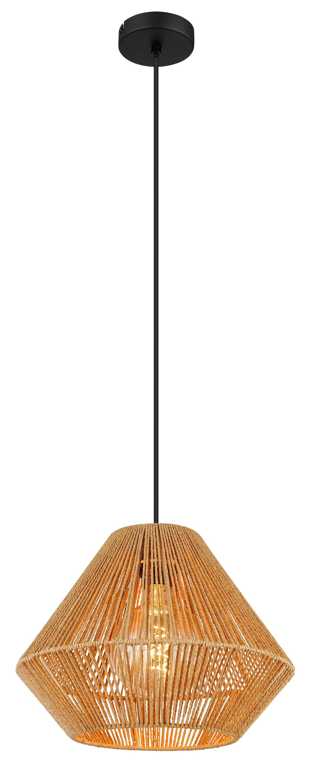 Hängeleuchte 15694h Houdini - Schwarz/Naturfarben, Natur, Naturmaterialien/Kunststoff (35/120cm) - Globo