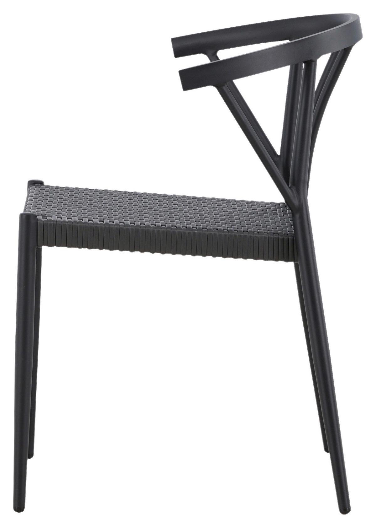 Gartensessel-Set 6-Tlg. Stina Metall/Kunststoff - Schwarz, KONVENTIONELL, Kunststoff/Metall (47/79,5/49cm) - Gardenson