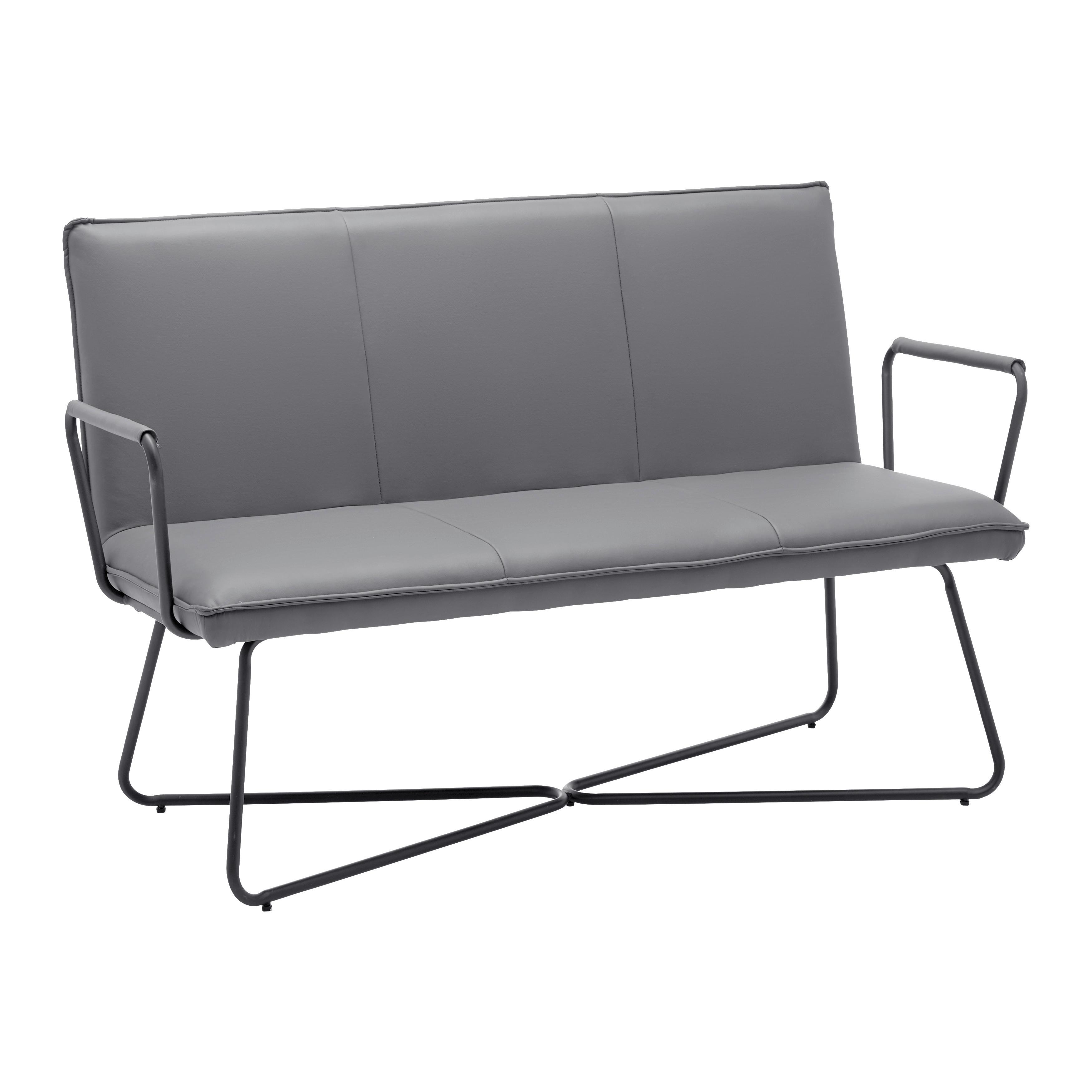 Lavice z koženky Bosco - šedá - šedá/černá, Moderní, kov/dřevo (140/90/62cm) - Bessagi Home