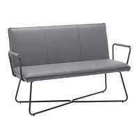 Lavice z koženky Bosco - šedá - šedá/černá, Moderní, kov/dřevo (140/90/62cm) - Bessagi Home