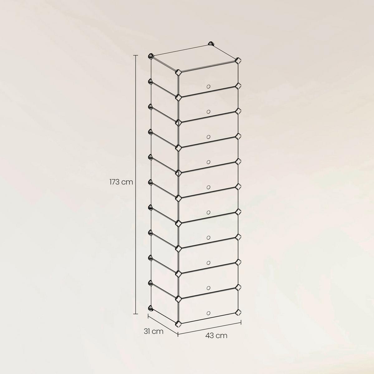 Schuhregal Schwarz, Weiß B: 43 Cm - Schwarz/Weiß, Basics, Kunststoff/Metall (43/173/31cm)