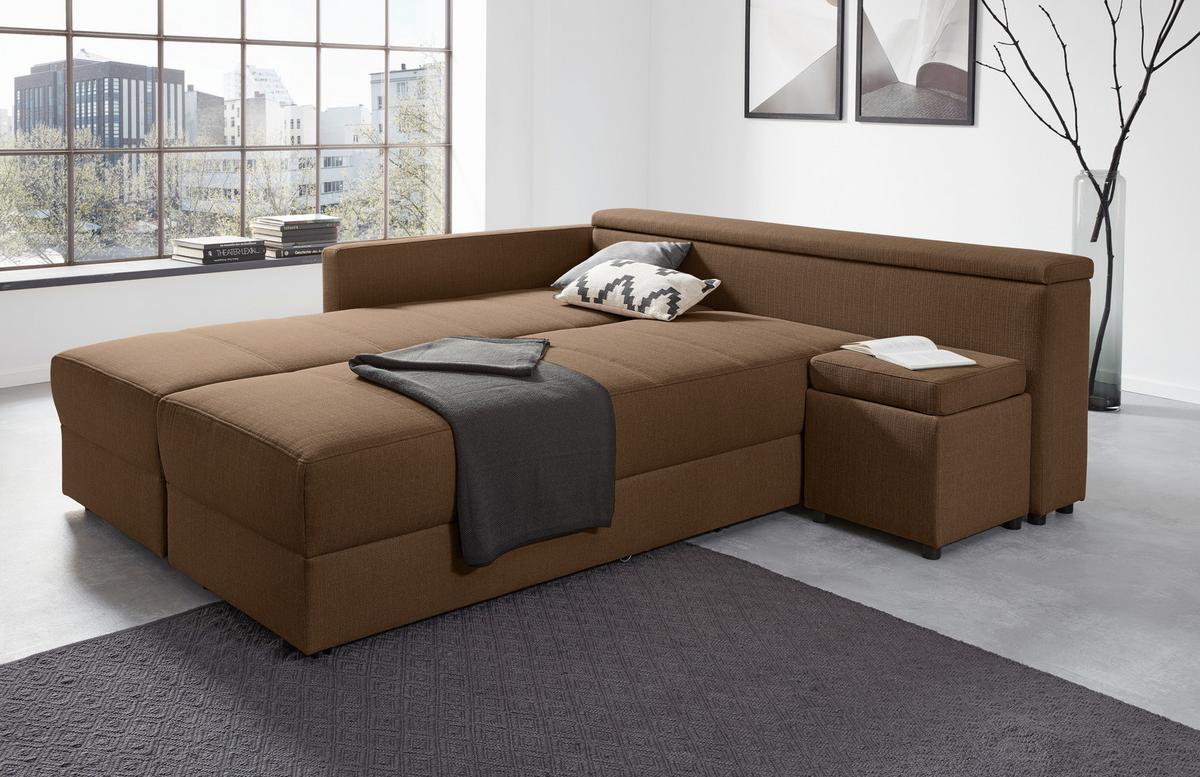 Ecksofa Looks IIi - Dunkelbraun/Schwarz, Design, Textil (287/229cm) - LOOKS by W.Joop