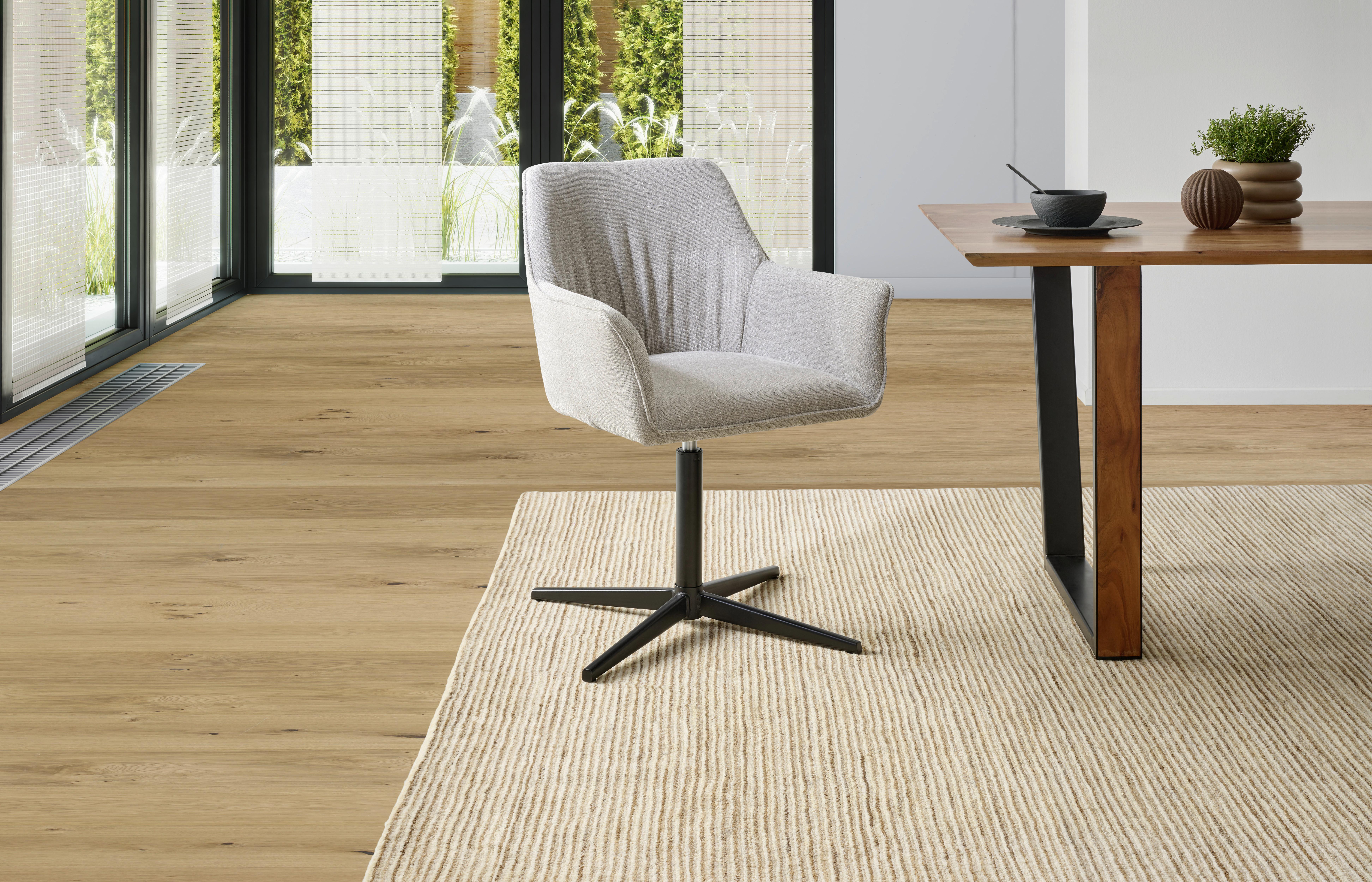 Armlehnstuhl Pat Taupe, Sitzfl. 360° drehbar - Taupe/Schwarz, KONVENTIONELL, Holz/Textil (60/86.5/61cm) - MID.YOU