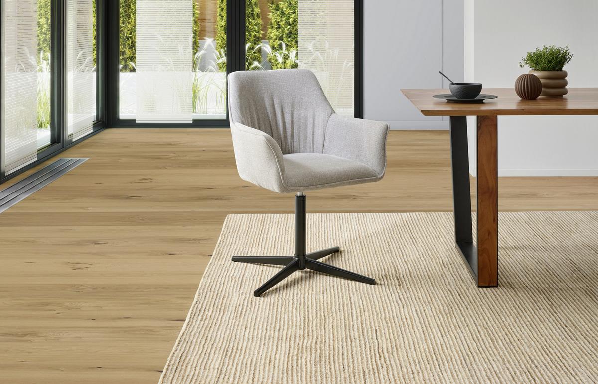 Armlehnstuhl Pat Taupe, Sitzfl. 360° Drehbar - Taupe/Schwarz, KONVENTIONELL, Holz/Textil (60/86.5/61cm) - MID.YOU