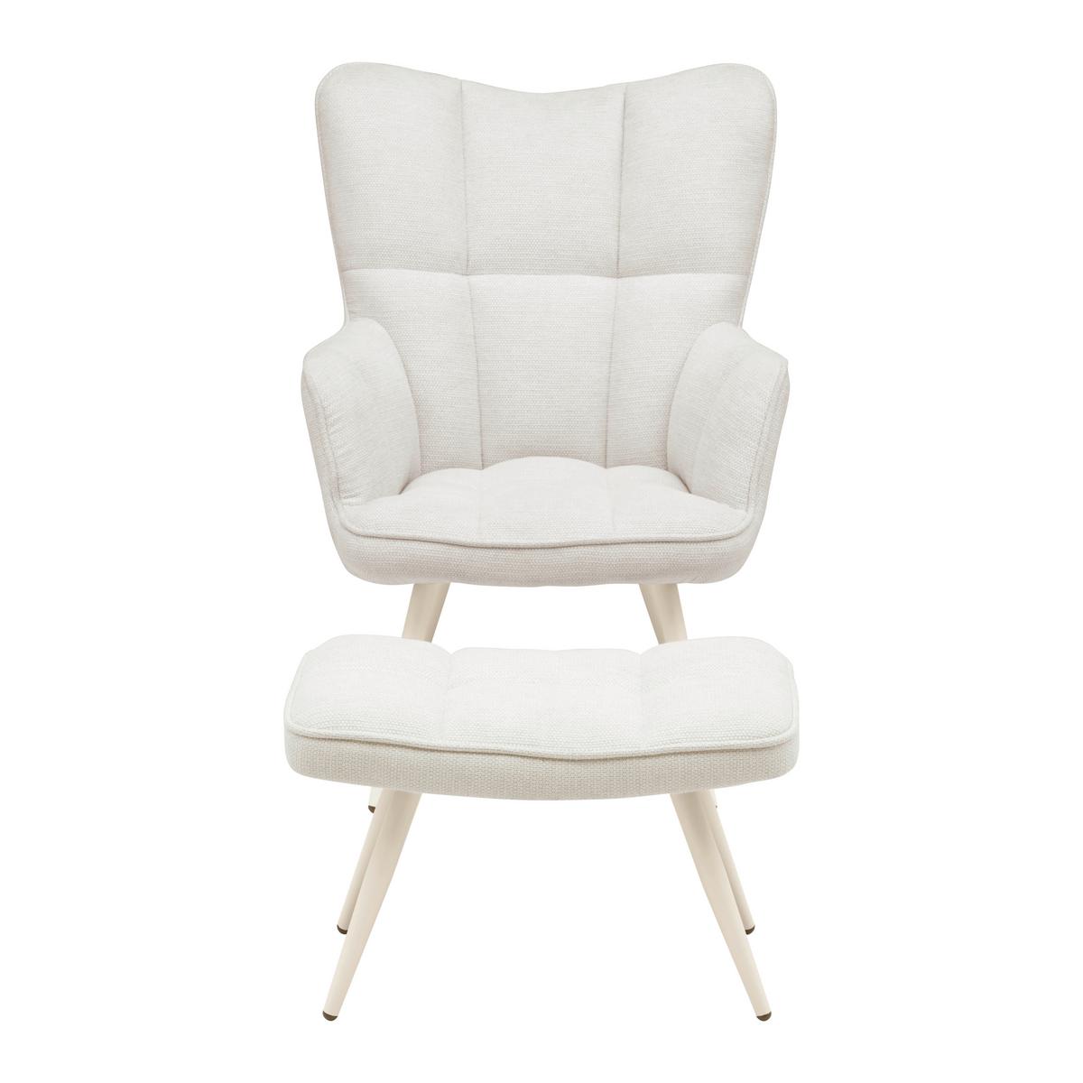 Křeslo s taburetem ALEX, béžová, max. 120 kg - černá/béžová, Moderní, kov/textil (68/100/78cm) - Mömax