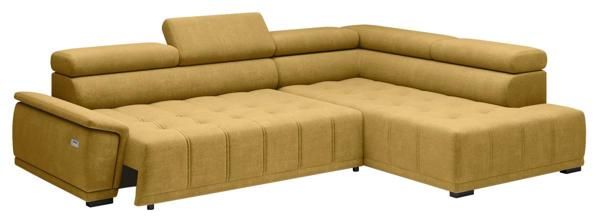 Rohová sedačka GRINALDI, pravá, horčicovožltá - horčicovožltá/čierna, Modern, textil/plast (283/106cm) - Premium Living