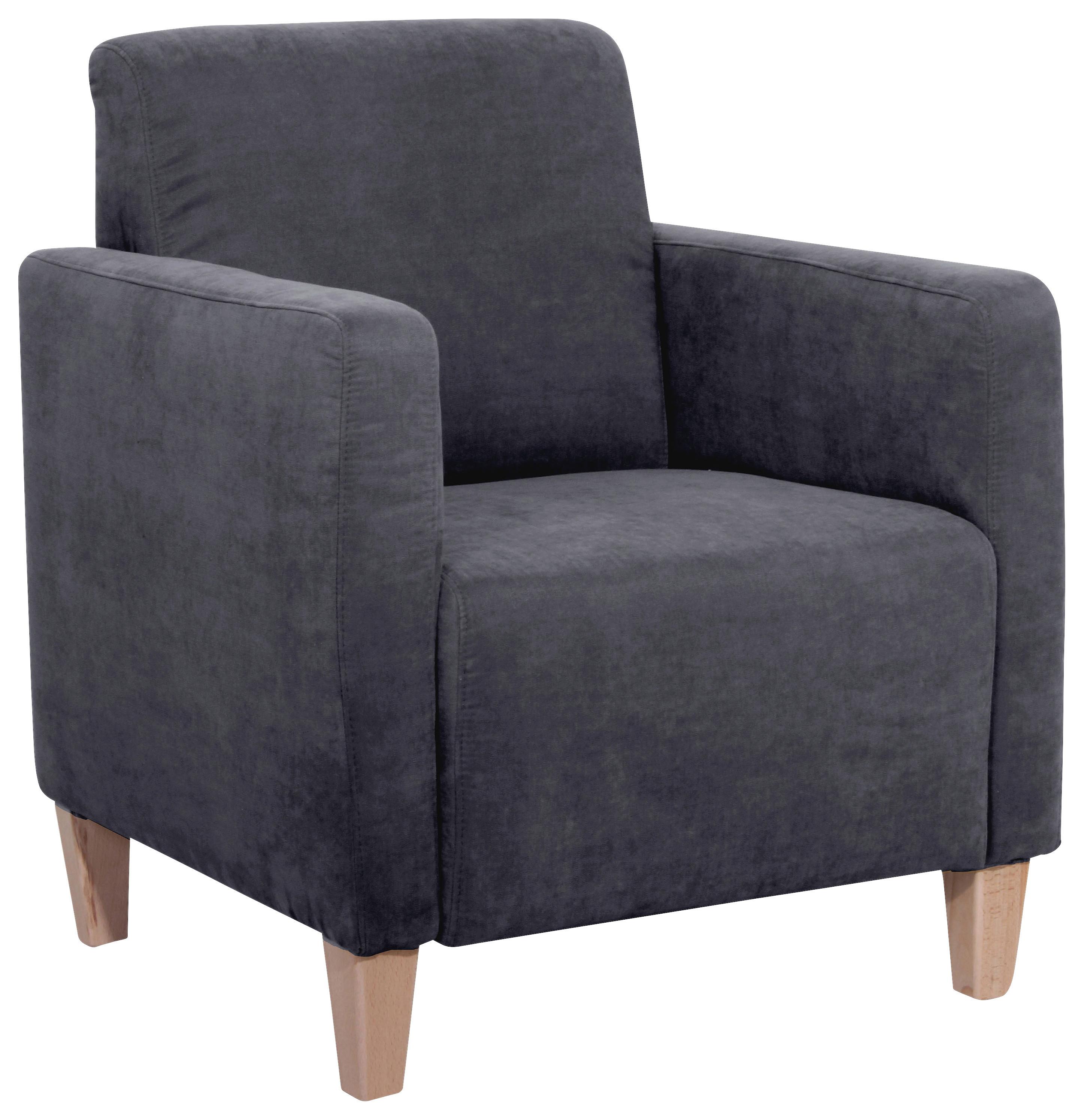 Polstersessel Mit Armlehnen Milla Samt Anthrazit - Anthrazit/Naturfarben, Design, Textil (71/81/70cm) - Max Winzer