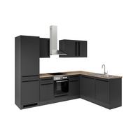 Eckküche Jazz 8 280 Schwarz S: 280x175 cm - Eichefarben/Schwarz, LIFESTYLE, Holzwerkstoff (280/175cm) - P & B