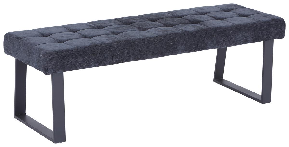 Sitzbank Brekke - Dunkelgrau/Schwarz, MODERN, Textil/Metall (140/49/48cm) - MID.YOU