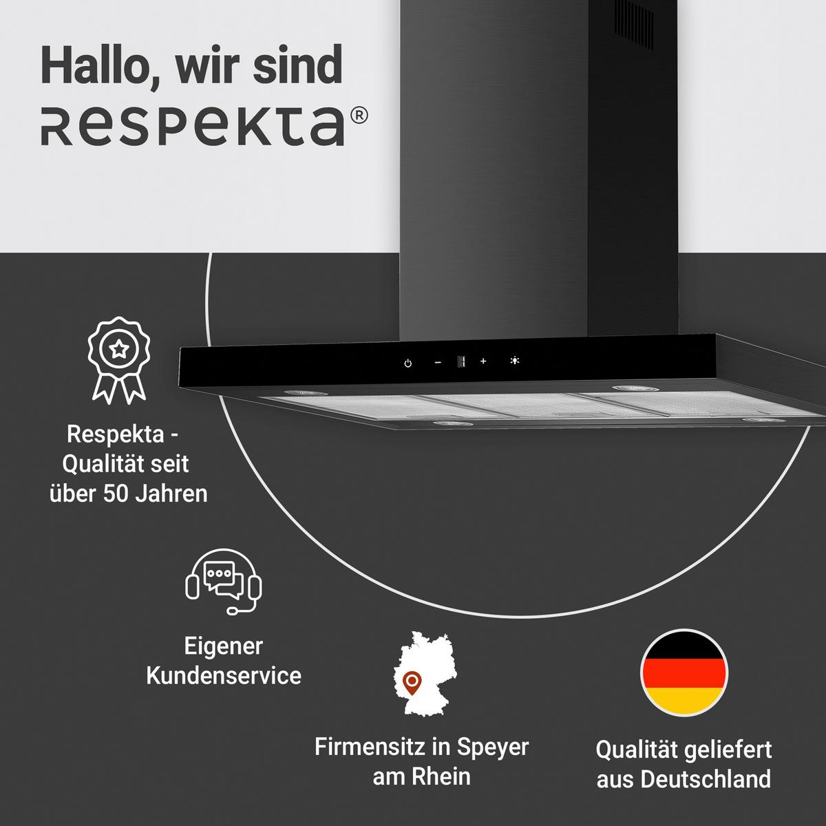 DUNSTABZUGSHAUBE Schwarz B: 89,5cm - Schwarz, Trend, Glas/Metall (89,5/65/60cm) - Respekta
