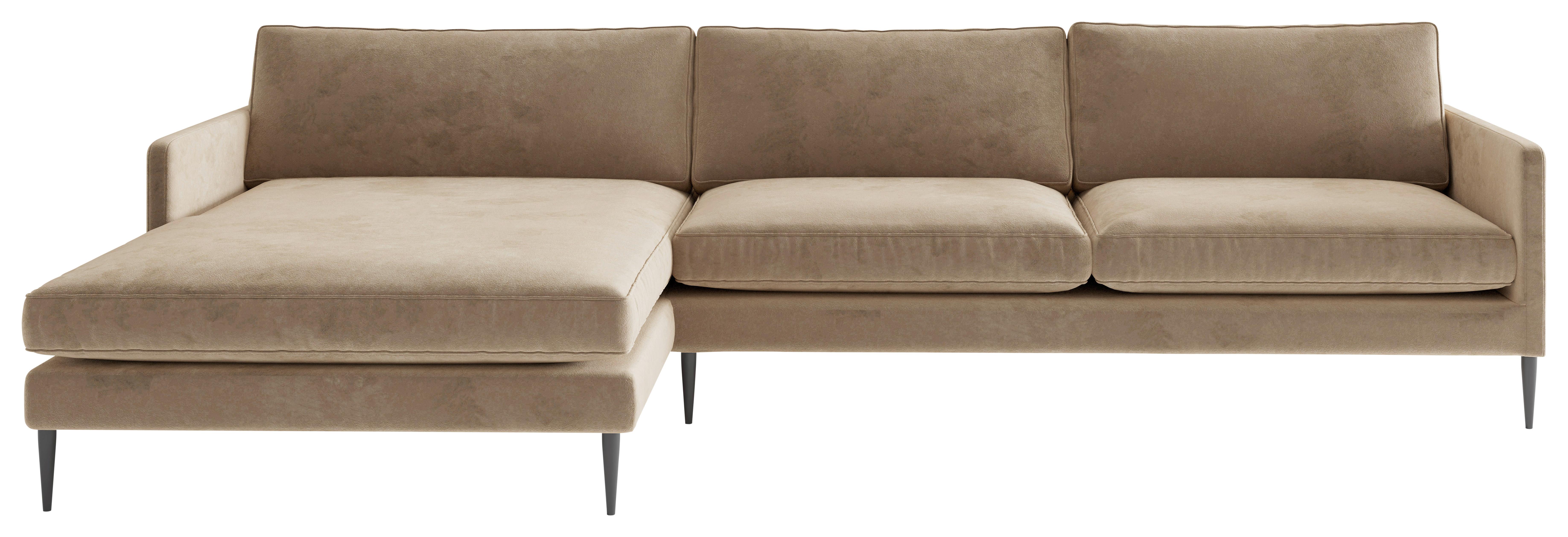 Ecksofa Justin - Hellbraun, Design, Textil (154/277cm) - Livetastic