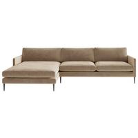 Ecksofa Justin - Hellbraun, Design, Textil (154/277cm) - Livetastic