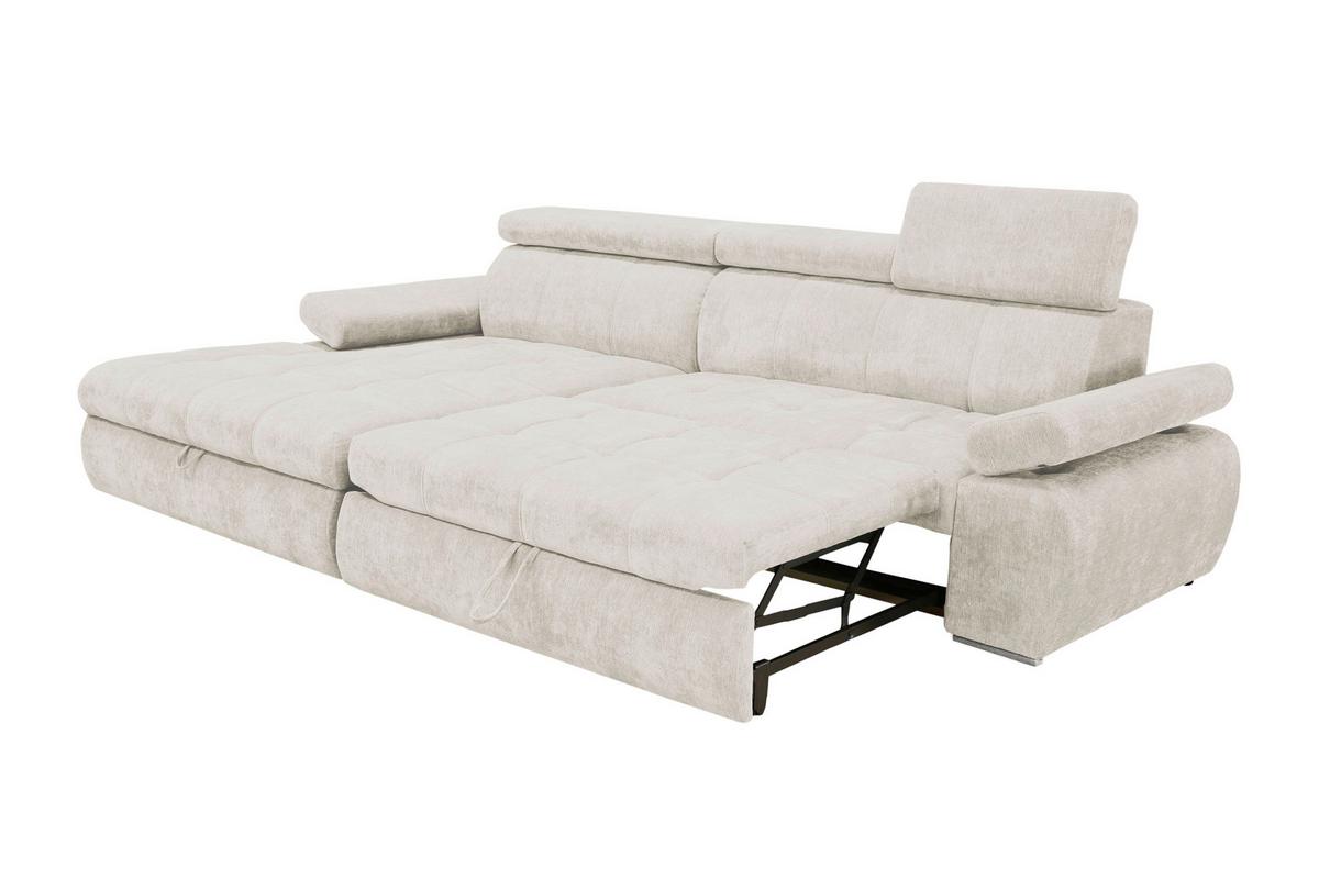 Rohová sedačka VEGAS, levá, béžová žinylka - barvy stříbra/béžová, Design, dřevo/textil (173/294cm)