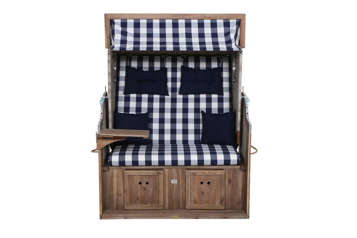 Strandkorb Ostsee L88712 2-Sitzer, Blau, Weiß - Blau/Weiß, KONVENTIONELL, Holz/Kunststoff (130/80/165cm) - Siena Garden