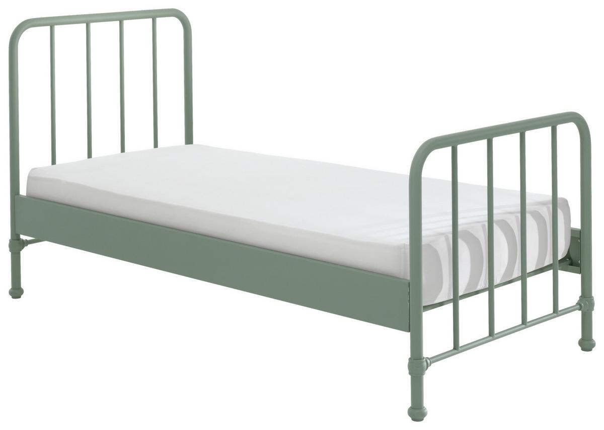 Postel pro děti a mládež BRONXX zelená matní - zelená, Moderní, kov/dřevo (90/200cm) - MID.YOU