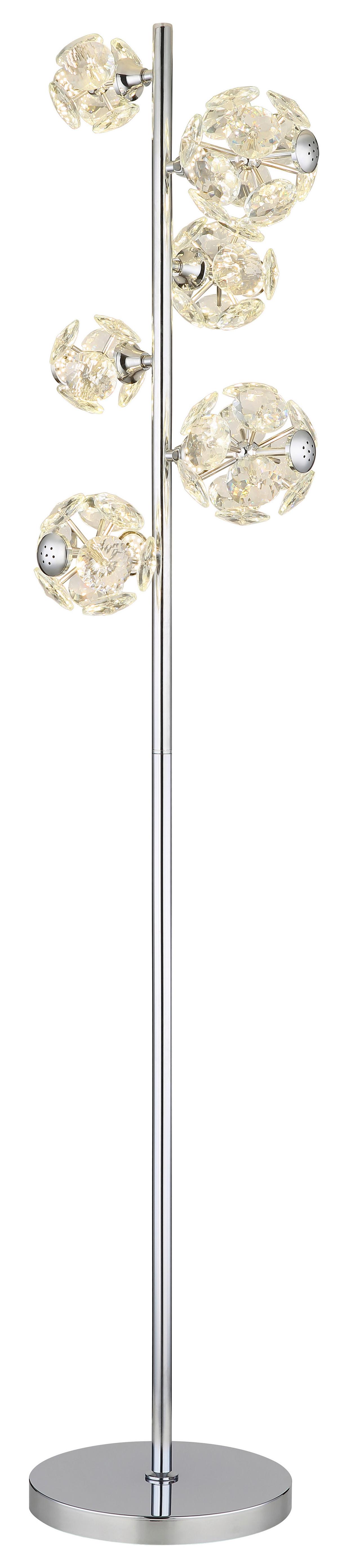 LED-Stehleuchte Virina Klar Chromfarben L: 38 cm - Klar/Chromfarben, KONVENTIONELL, Glas/Kunststoff (38/28/155cm) - Globo