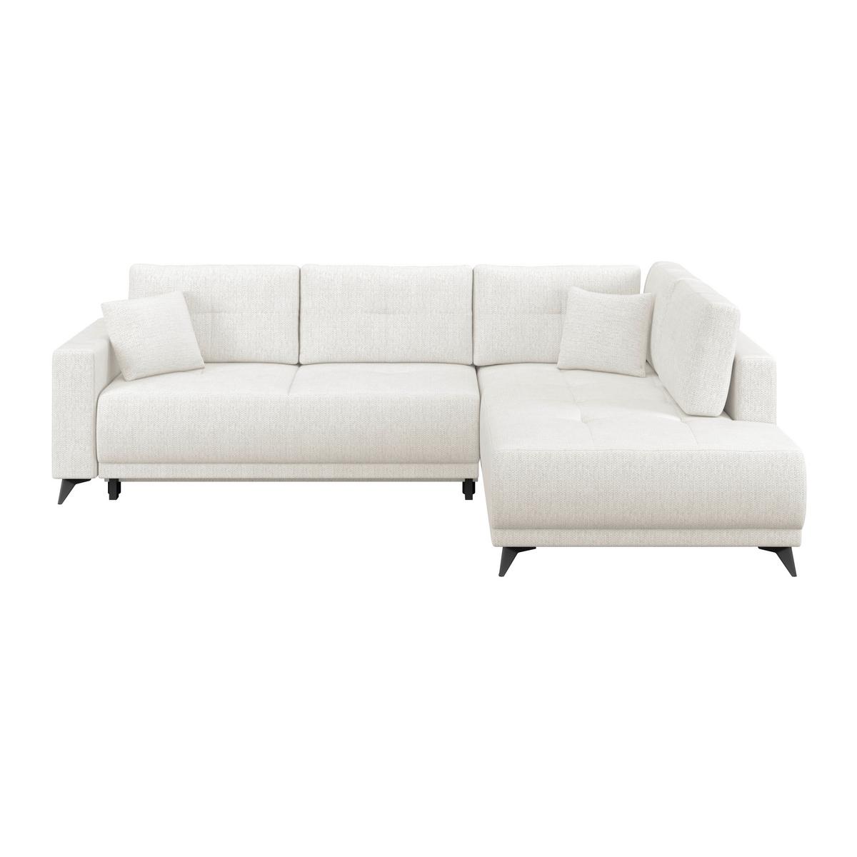 Ecksofa mit Schlaffunktion & Bettkasten Texas Creme - Creme/Schwarz, KONVENTIONELL, Holz (259/203cm)