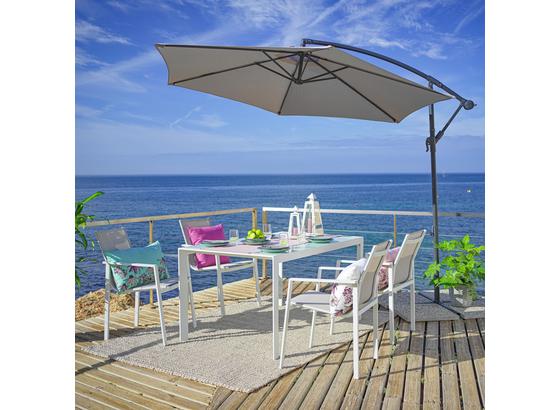 Relaxační Sestava Na Terasu Cancun -int- - bílá/šedobéžová, Moderní, kov/textil - Modern Living Relaxační Sestava Na Terasu Cancun -int- - bílá/šedobéžová, Moderní, kov/textil - Modern Living