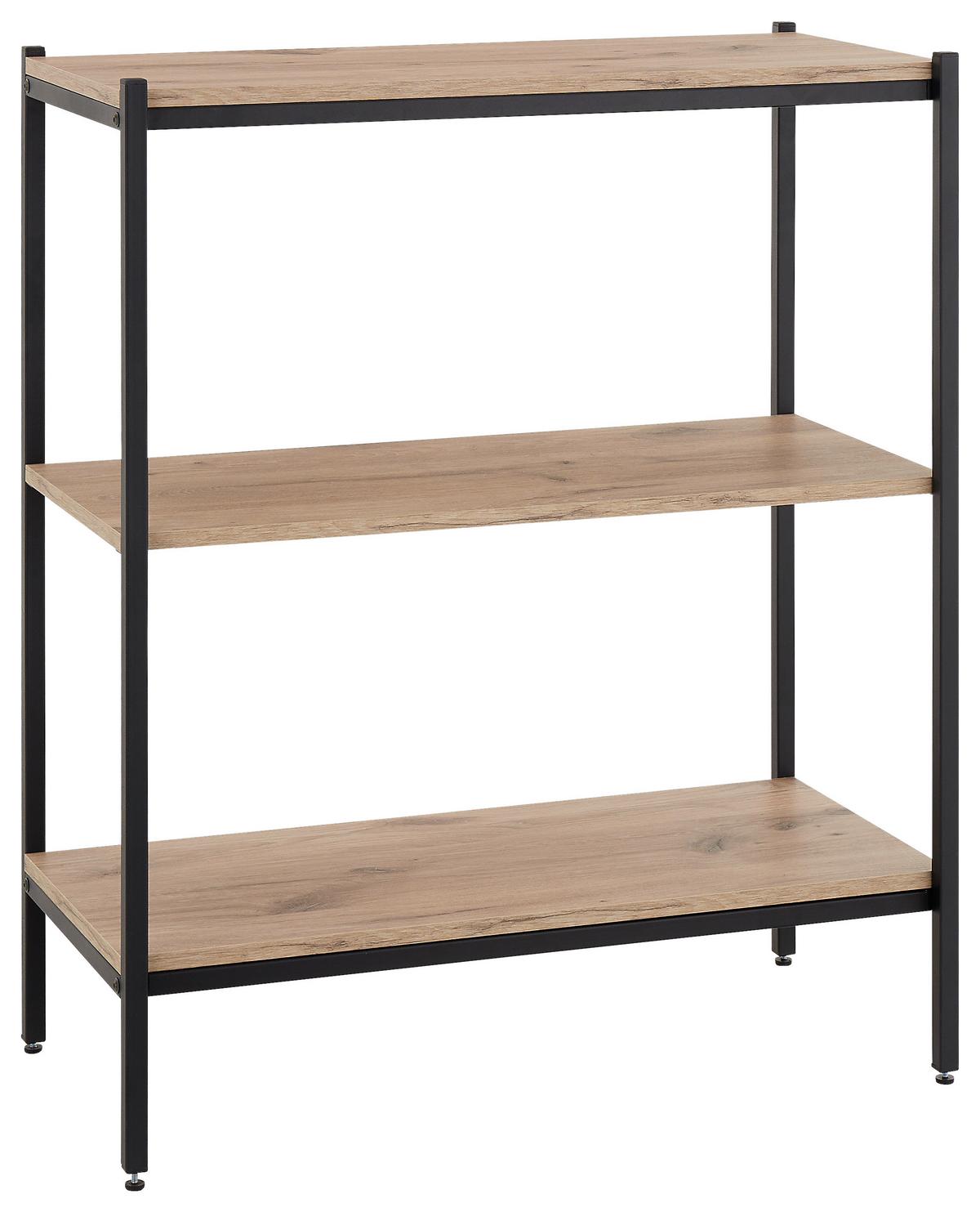 REGÁL RACK - čierna/farba duba, Basics, kov/kompozitné drevo (80/95/40cm) - P & B