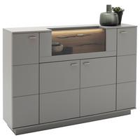 Highboard Echtholz B: 160 cm Sevilla Grau/Eichefarben - Eichefarben/Grau, Design, Glas/Holzwerkstoff (160/113/38cm) - MID.YOU