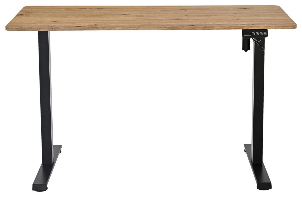 Schreibtisch Emil Schwarz/Eiche Artisan B: 120cm - Schwarz/Eiche Artisan, Trend, Holzwerkstoff/Metall (120/72-118/60cm)