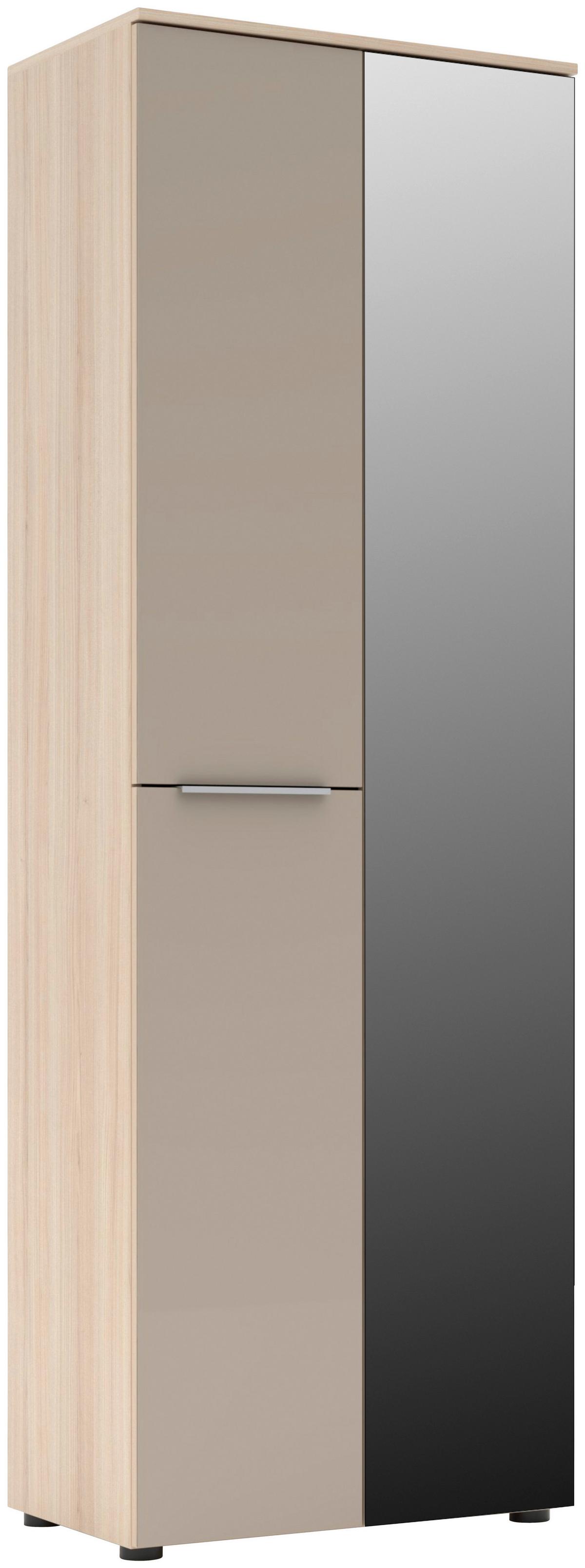 Előszobaszekrény Siena 65/196cm - kasmírszínű/tölgyfa színű, Modern, faalapú anyag/üveg (65/196/41cm)