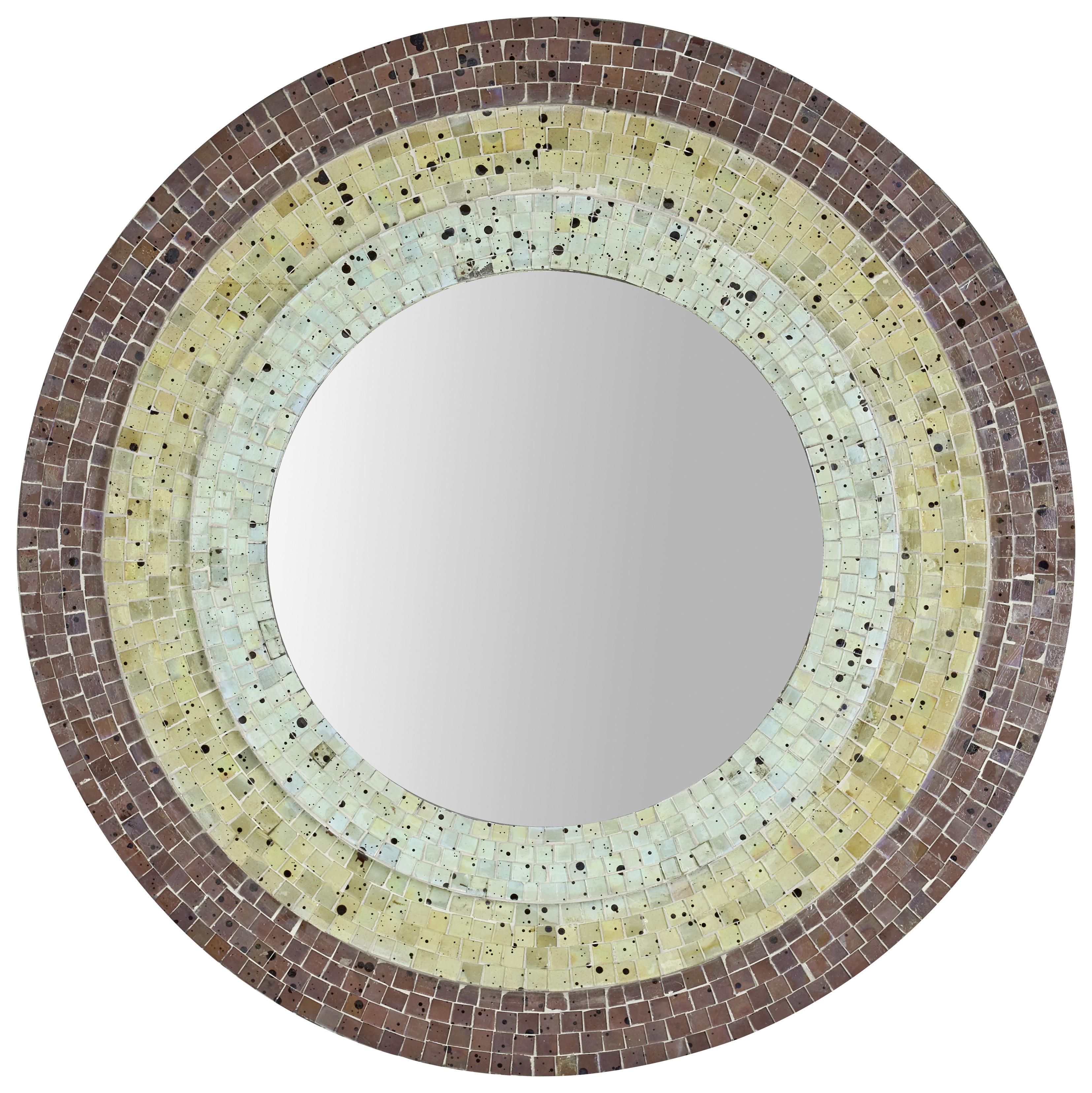 Wandspiegel Rund 56 cm Mosaikrahmen Gelb/Grün/Rot - Gelb/Rot, MODERN, Glas/Holzwerkstoff (56/3cm)