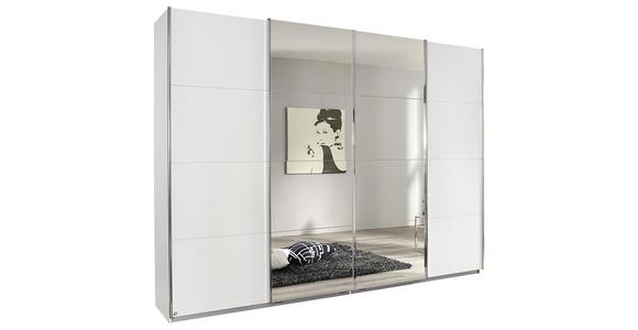 Schwebetürenschrank M. Spiegel 271cm Bensheim, Weiß - Klar/Eichefarben, MODERN, Holzwerkstoff (271/211/62cm) - James Wood