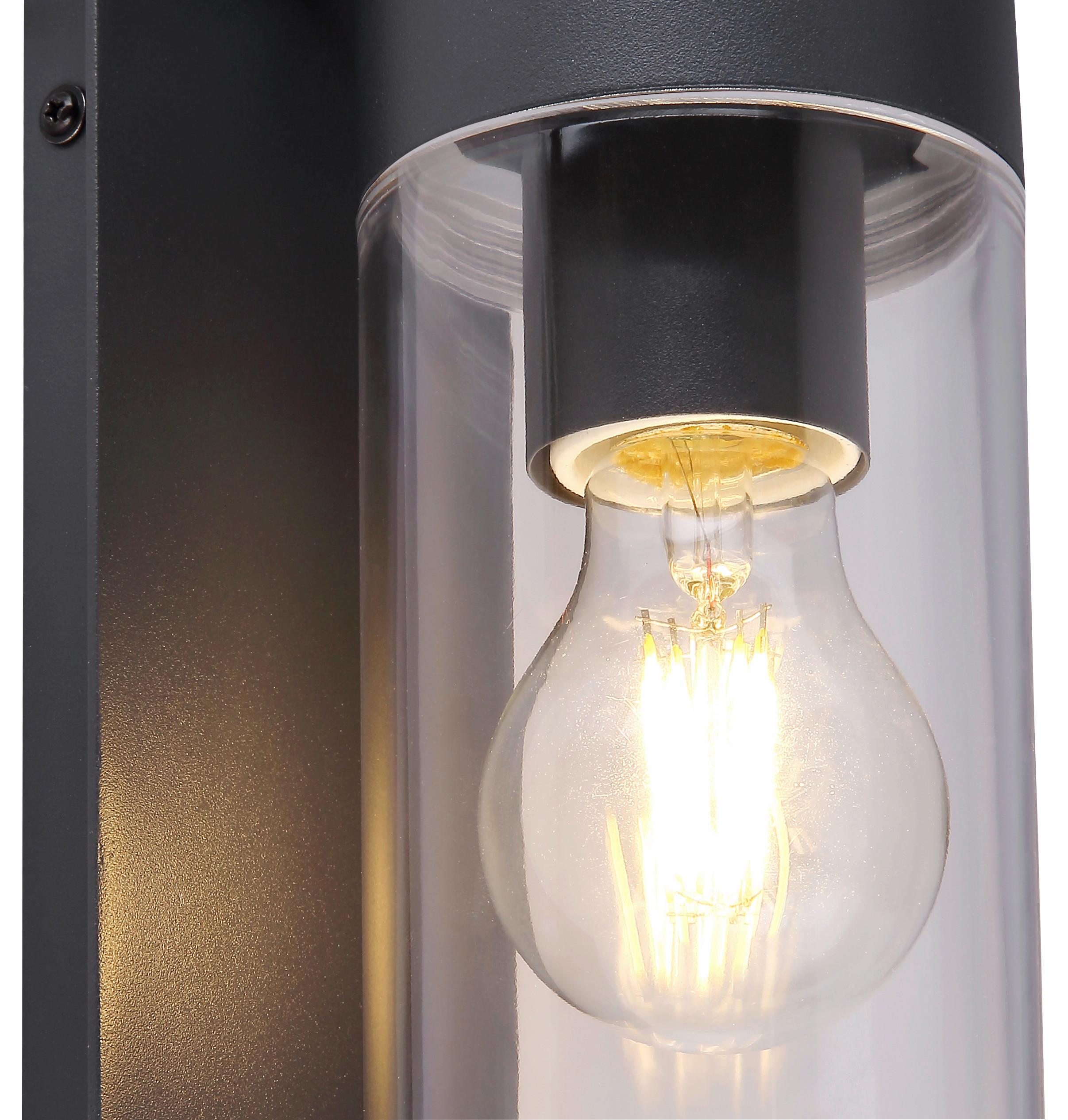 Außenleuchte Vessa 15 Watt Aluminium, Wandmontage - Klar/Anthrazit, Basics, Kunststoff/Metall (8,9/25cm) - Globo