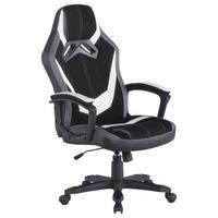 Gaming Stuhl Livetastic Yale Grau/Schwarz/Weiß - Schwarz/Weiß, Design, Kunststoff/Textil (64,5/112-122/69cm) - Livetastic
