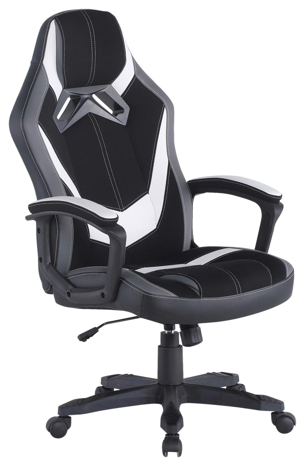 Gaming Stuhl Livetastic Yale Grau/Schwarz/Weiß - Schwarz/Weiß, Design, Kunststoff/Textil (64,5/112-122/69cm) - Livetastic