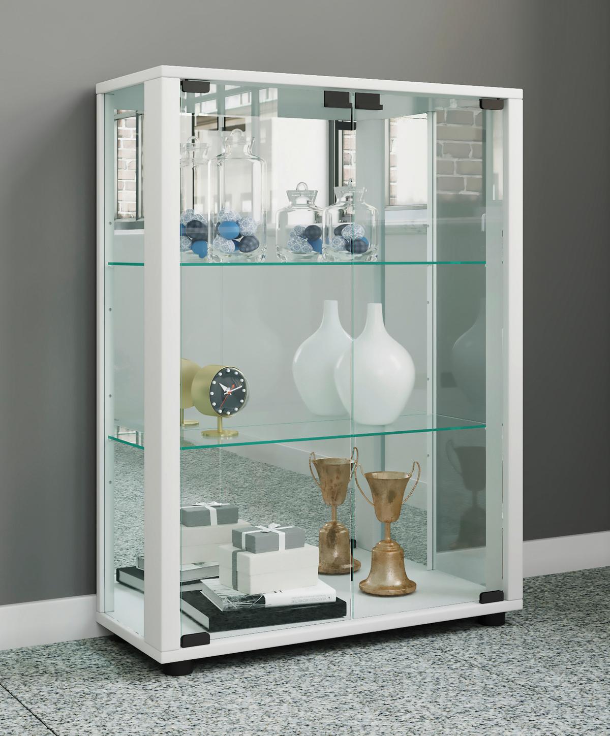 Vitrine Sintalo Weiß B: 60 Cm - Schwarz/Weiß, MODERN, Glas/Holzwerkstoff (60/80/25cm) - MID.YOU