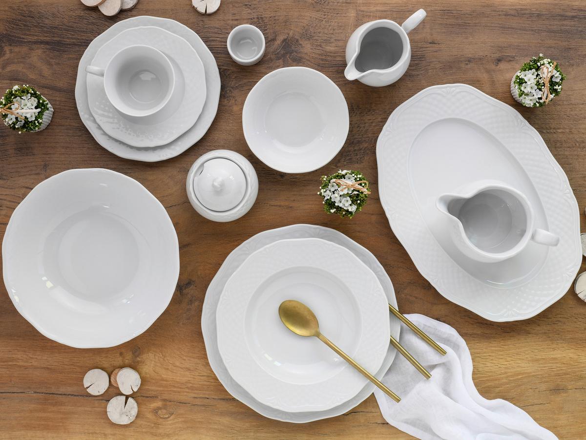 Kombinovaná souprava Arianne, 61 dílný pro 8 osob - bílá, Basics, keramika (59/40/32cm) - Creatable