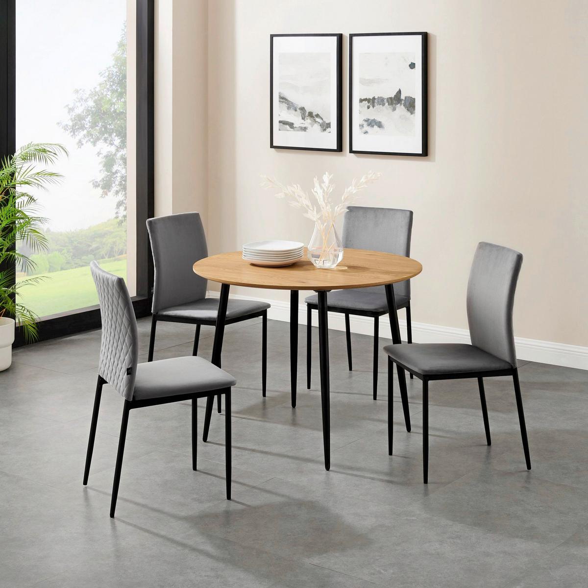 Stuhl-Set Pavia Anthrazit B: 44cm 4--Teilig - Anthrazit/Schwarz, Design, Textil/Metall (44/88/51cm) - MID.YOU