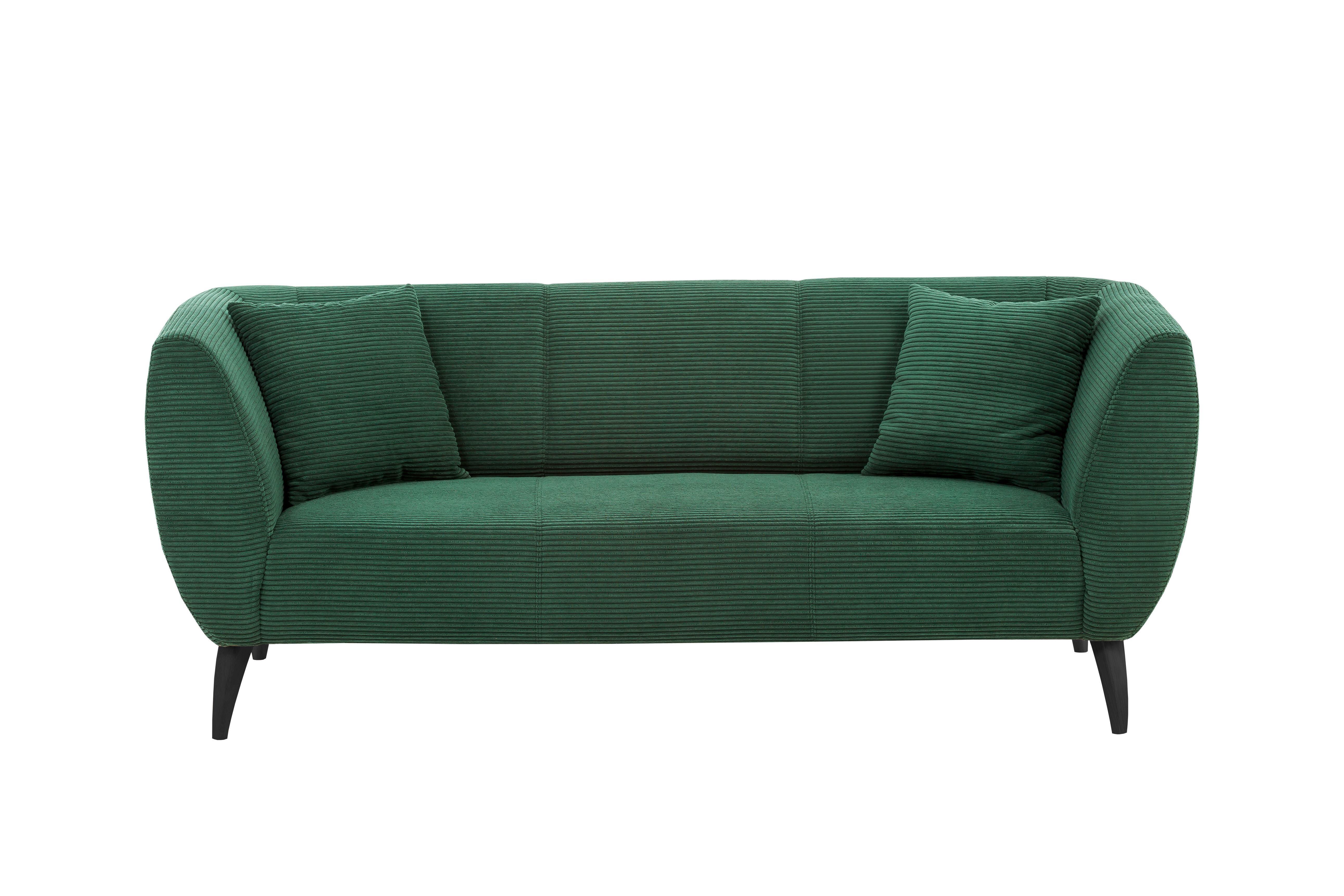 3-Sitzer-Sofa Colori Grün Rücken Echt - Schwarz/Grau, MODERN, Textil (208/83/88cm) - MID.YOU