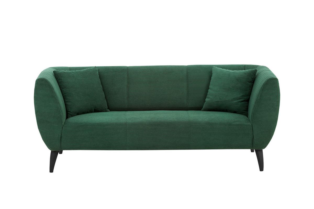 3-sitzer-sofa Colori Grün Rücken Echt - Schwarz/Grau, MODERN, Textil (208/83/88cm) - MID.YOU