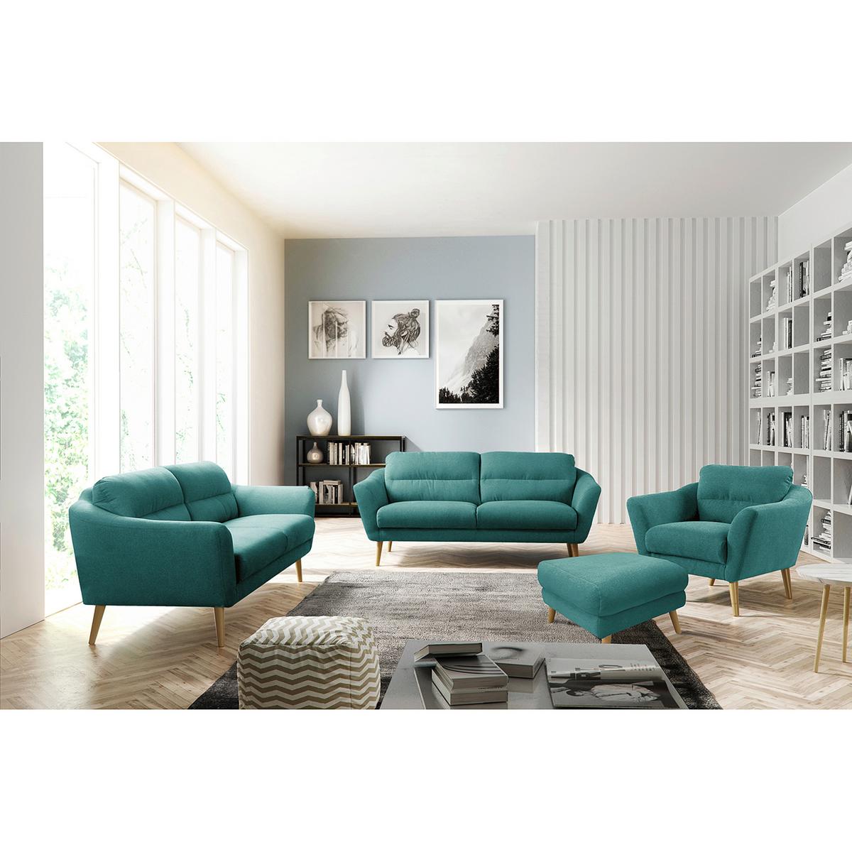 Hocker Tromso Türkis B: 61 cm - Türkis/Buchefarben, Design, Textil (61/49/65cm) - Livetastic