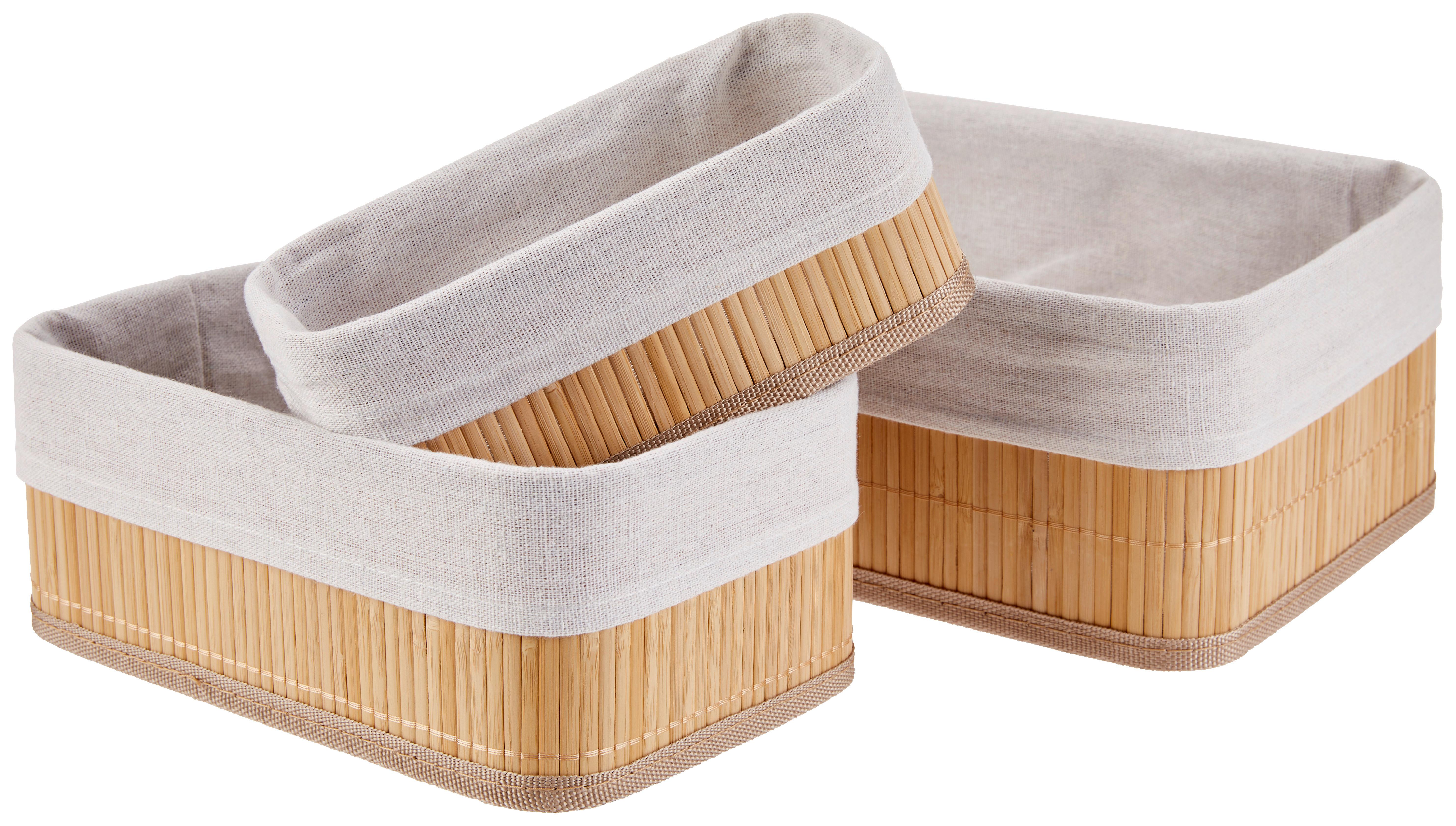 Aufbewahrungsbox Ursula 3er-Set Textil - Naturfarben/Weiß, Basics, Karton/Naturmaterialien - Luca Bessoni