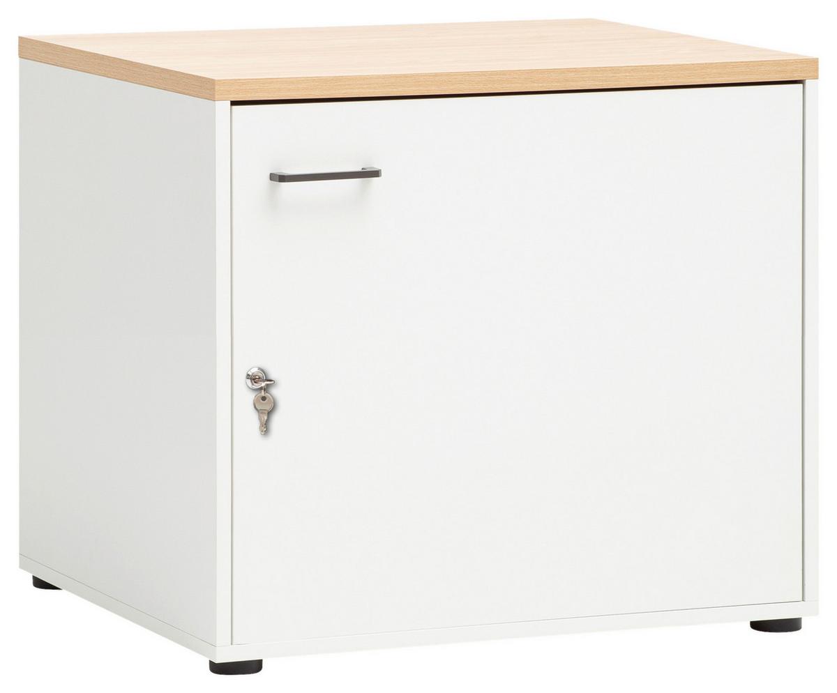 Mehrzweckschrank Weiß/eichefarben B: 67,1 Cm - Eichefarben/Schwarz, MODERN, Holzwerkstoff (67,1/60/60cm) - MID.YOU