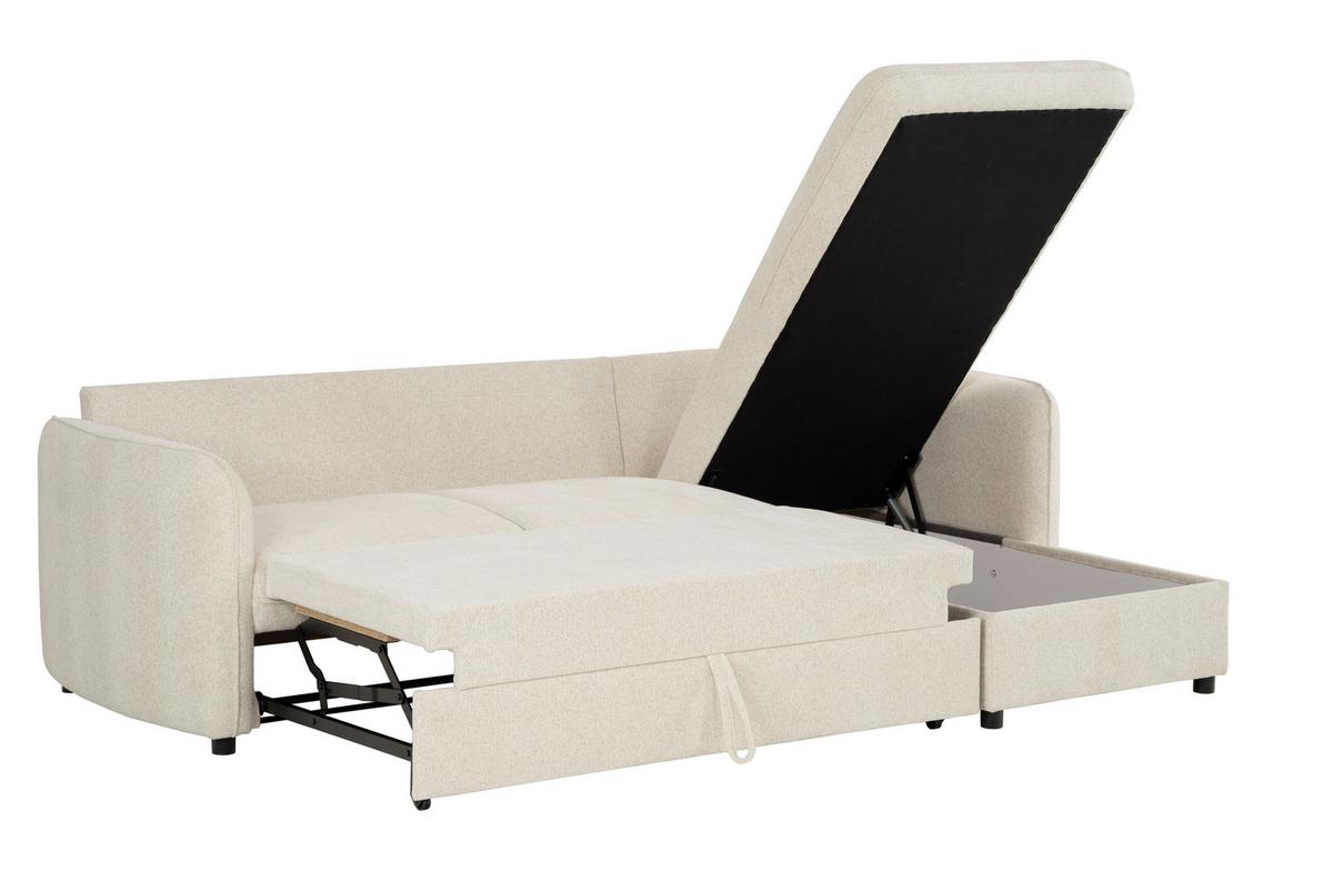 Ecksofa Costo Creme S: 254 cm - Creme/Schwarz, Design, Textil (254/160cm) - MID.YOU