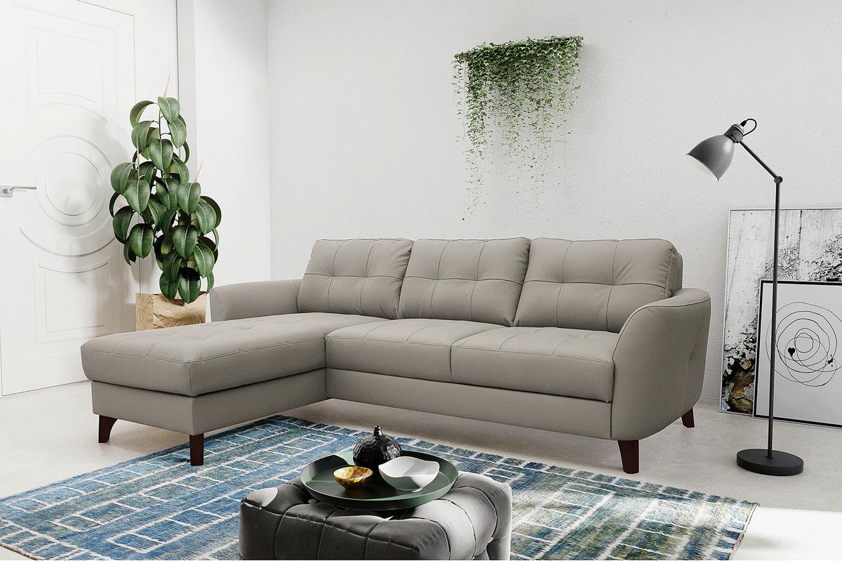 Ecksofa Nordic Plantinfarben S: 168x238 cm - Platinfarben/Buchefarben, Design, Leder/Textil (168/238cm) - Livetastic
