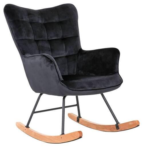 Schaukelstuhl Mit Armlehnen Richie Echtholz/samt Schwarz - Buchefarben/Schwarz, MODERN, Holz/Textil (72/92/92cm) - MID.YOU