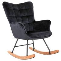 Schaukelstuhl mit Armlehnen Richie Echtholz/Samt Schwarz - Buchefarben/Schwarz, MODERN, Holz/Textil (72/92/92cm) - MID.YOU