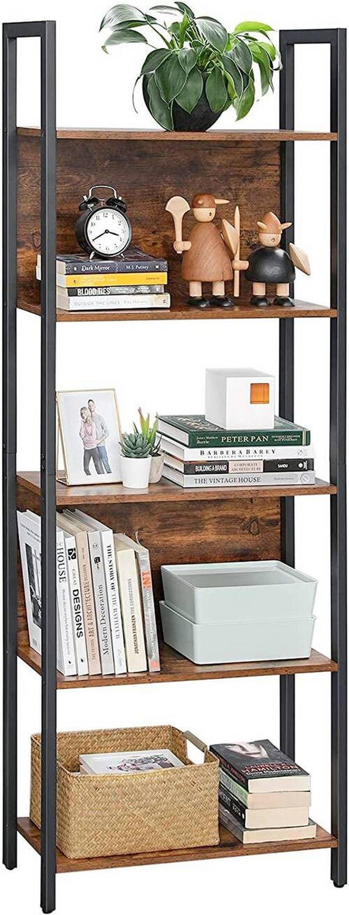 Bücherregal Rustikal B: 62 Cm Braun/schwarz - Schwarz/Braun, Basics, Holzwerkstoff/Metall (62/165/24cm) - Boxxx